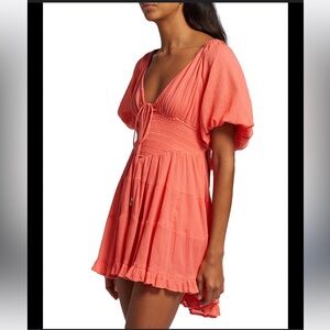 FREE PEOPLE Perfect Day ruched puff sleeve mini dress - size M